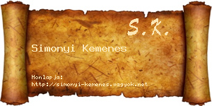 Simonyi Kemenes névjegykártya